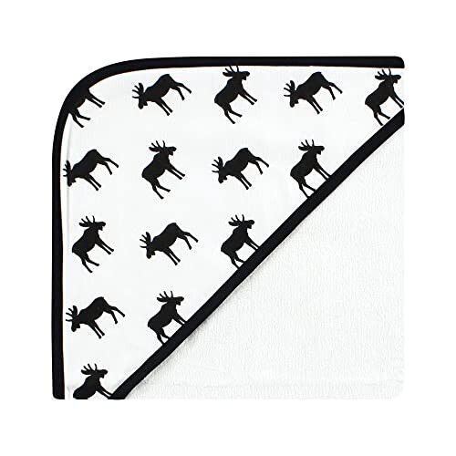 Hudson Baby Unisex Baby Cotton Rich Hooded Towels, Black Moose, One Size - 4