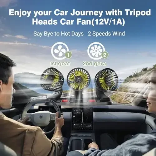 HUENLYEL Avtomobil Paneli Vantilatori, Avtomobil Paneli Yuk Mashinasi SUV RV uchun Uch Boshli 12V Fan (12V/1A Vilkasi) - 3