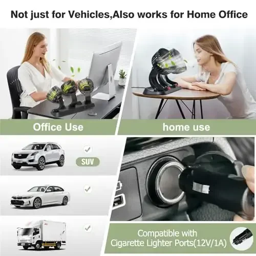 HUENLYEL Avtomobil Paneli Vantilatori, Avtomobil Paneli Yuk Mashinasi SUV RV uchun Uch Boshli 12V Fan (12V/1A Vilkasi) - 4
