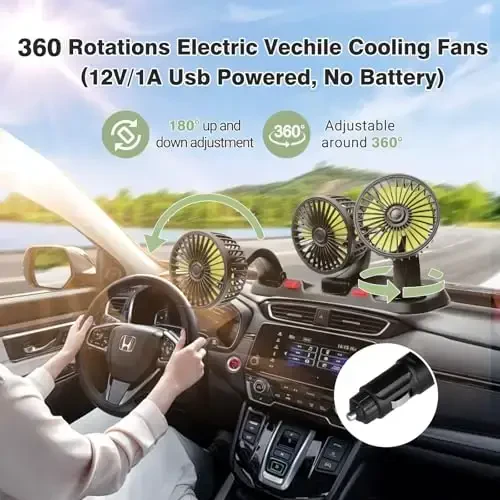 HUENLYEL Avtomobil Paneli Vantilatori, Avtomobil Paneli Yuk Mashinasi SUV RV uchun Uch Boshli 12V Fan (12V/1A Vilkasi) - 5