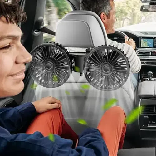 HUENLYEL Backseat Car Fan for Kids, Adjustable Car Backseat Fan for Kids Car Back Seat (No Battery) - 1