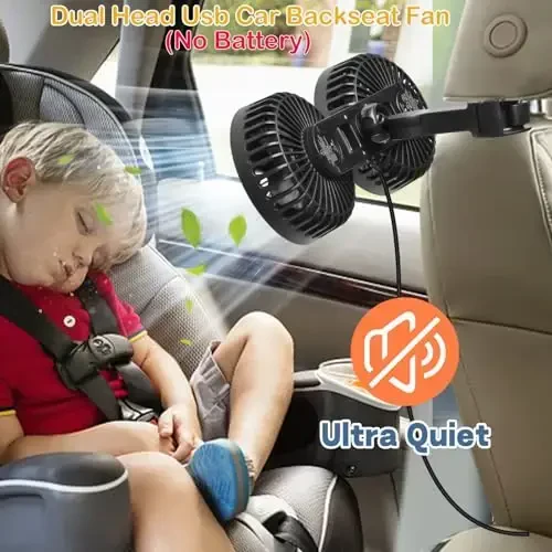 HUENLYEL Backseat Car Fan for Kids, Adjustable Car Backseat Fan for Kids Car Back Seat (No Battery) - 2