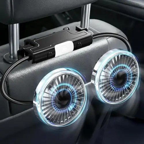 HUENLYEL Backseat Fan for Baby Rear Facing Car Backseat, Dual Car Headrest Seat Fans for Backseat for Kids (No Battery) 