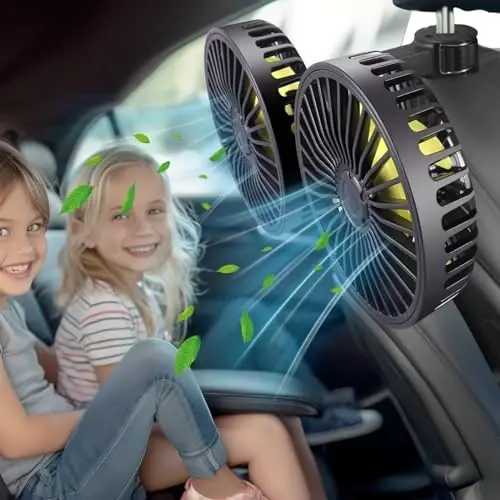 HUENLYEL USB Car Seat Fans for Backseat Baby, Electric 5V USB Car Cooling Fan for Car Rear Seat Baby Kids Passengers(USB Powered Only, No Battery) - 2
