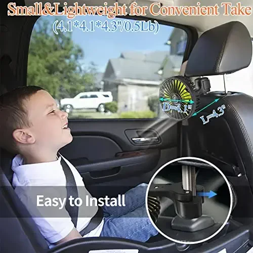HUENLYEL USB Car Seat Fans for Backseat Baby, Electric 5V USB Car Cooling Fan for Car Rear Seat Baby Kids Passengers(USB Powered Only, No Battery) - 5