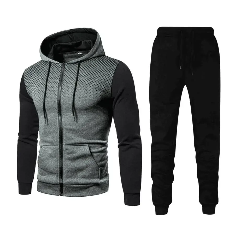 Hueook Men's Sweatsuits 2 Piece Hoodie Tracksuit Sets Long Sleeve Fall Winter Print Sports Outdoor Pullover Sweatshirt Trousers Suit Loungewear Athletic Activewear Outfits on Clearance - 1
