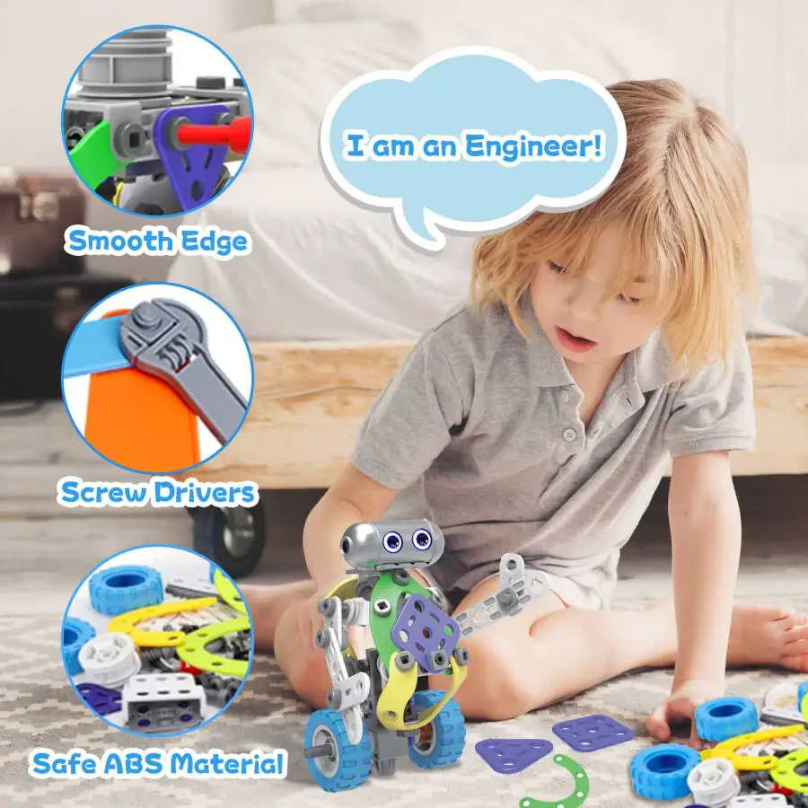 Huge Wave 10-in-1 STEM Building Toys Blocks Kit for Boys, Electric Blocks Sets, Educational Construction Kits Games, Engineering Projects Activities Christmas Gift for Kids Toddler Aged 3-10 - 4