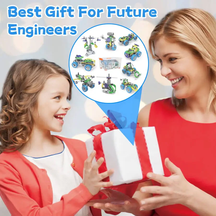 Huge Wave 10-in-1 STEM Building Toys Blocks Kit for Boys, Electric Blocks Sets, Educational Construction Kits Games, Engineering Projects Activities Christmas Gift for Kids Toddler Aged 3-10 - 6