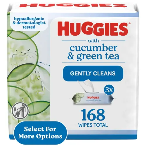 Huggies Natural Care Refreshing Baby Wipes for Sensitive Skin, 3 Flip-Top Packs (168 Total Wipes) - 7