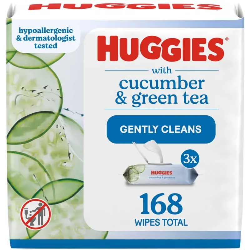 Huggies Natural Care Refreshing Baby Wipes for Sensitive Skin, 3 Flip-Top Packs (168 Total Wipes) - 8