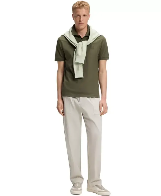 Hugo Boss erkaklar uchun paxtadan ishlangan streç tor-fit polo ko'ylagi - Och yashil - 3