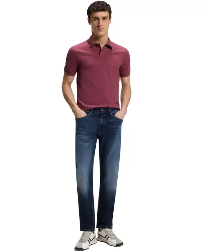 Men's Stretch-Cotton Slim-Fit Passenger Polo Shirt - Medium Red - 5