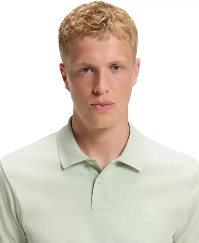 Hugo Boss Men's Stretch-Cotton Slim-Fit Polo Shirt - Open Green - 8