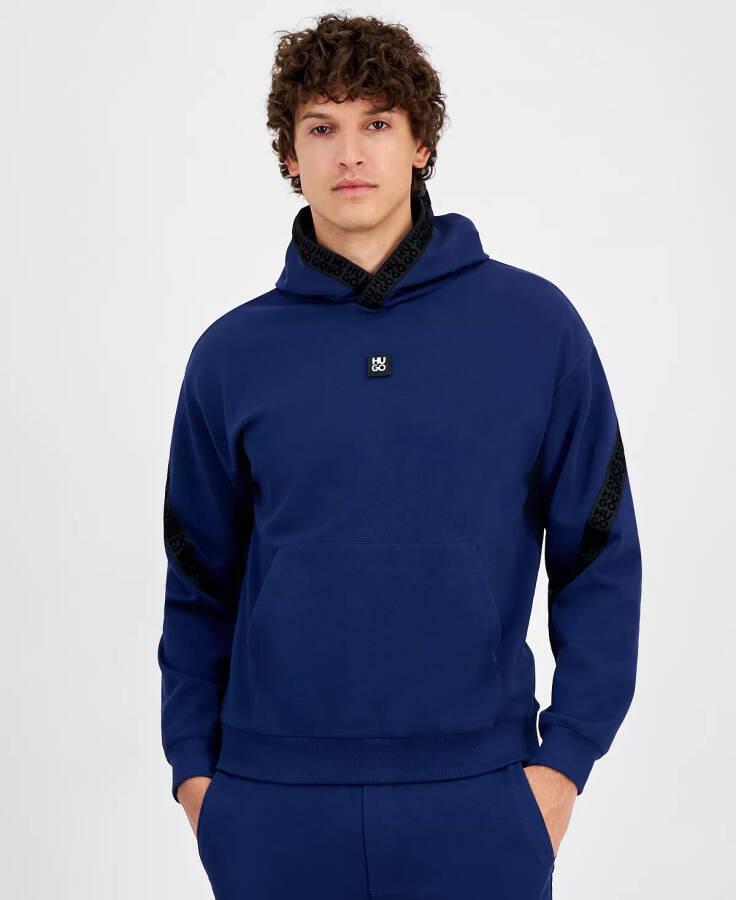 HUGO by Men's Dagarito Relaxed-Fit Logo-Taped Hoodie Dark Blue - 1