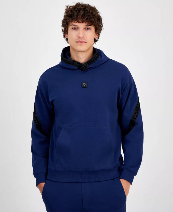 HUGO by Men's Dagarito Relaxed-Fit Logo-Taped Hoodie Dark Blue - 2