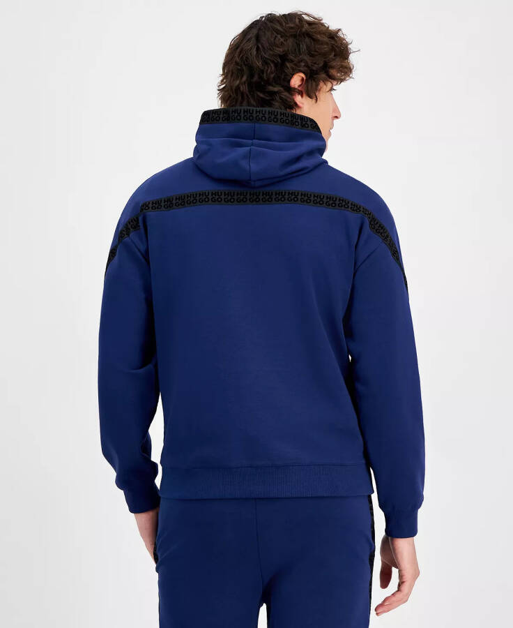 HUGO by Men's Dagarito Relaxed-Fit Logo-Taped Hoodie Dark Blue - 3