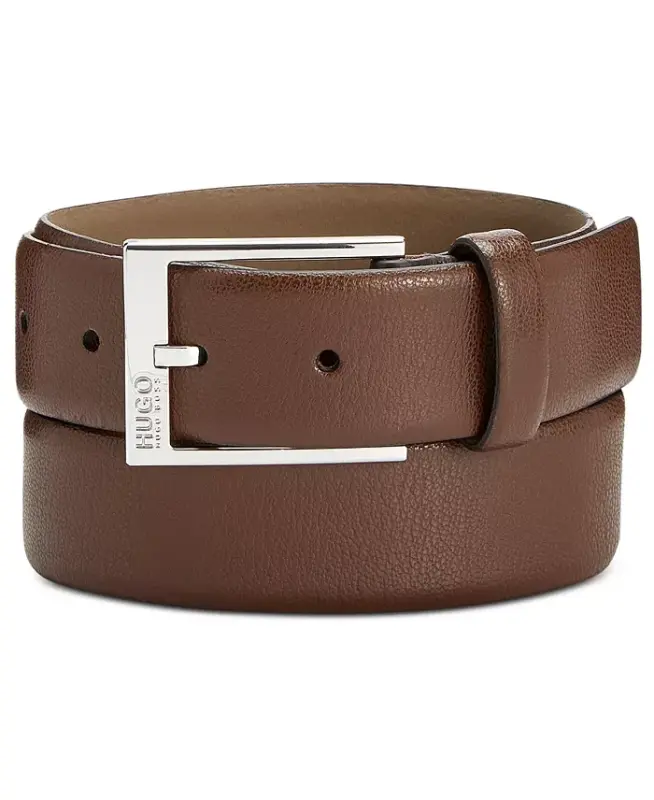HUGO Men's Gellot Leather Belt-Khaki - 1