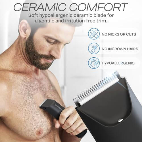 HUMMINGBIRD MK5 Pubic Hair Trimmer for Men – Ceramic Blade, No Nick, No Cut, Ball Trimmer, Waterproof, USB-C Rechargeable, LED Display, Charging Dock & Travel Pouch, Body Trimmer & Ball Shaver - 2