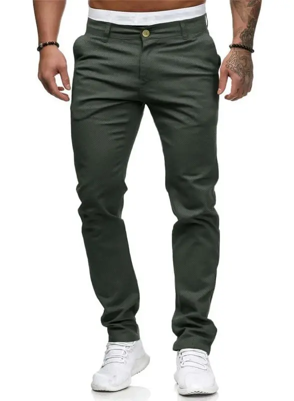 HUNGSON Mens Chinos Slim Fit Stretch Flat-Front Skinny Dress Pants - 2