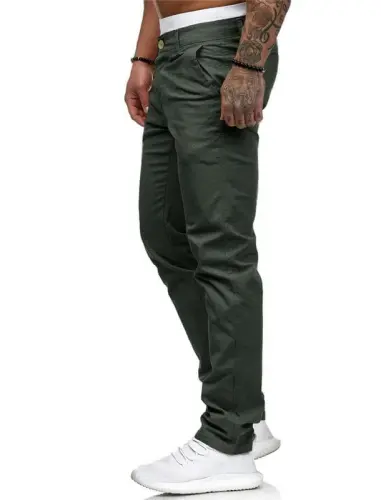 HUNGSON Mens Chinos Slim Fit Stretch Flat-Front Skinny Dress Pants - 5
