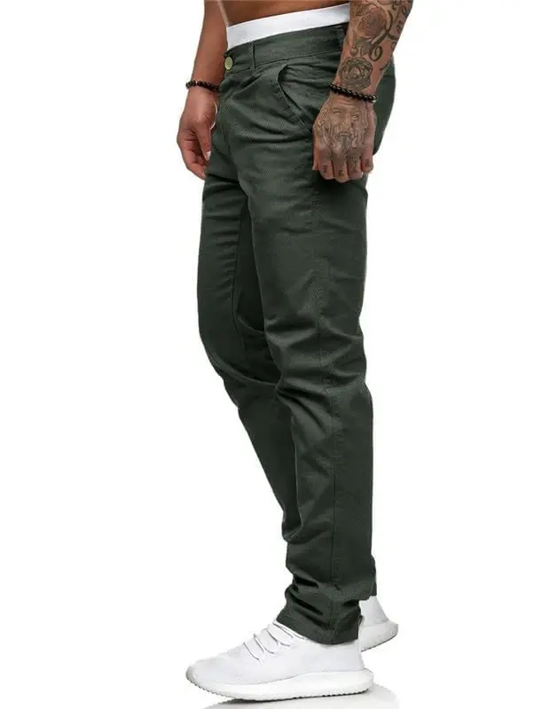 HUNGSON Mens Chinos Slim Fit Stretch Flat-Front Skinny Dress Pants - 5