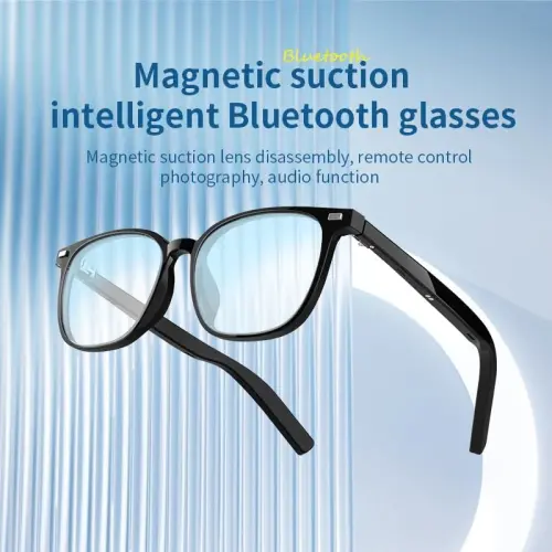 HUOSUC Smart Bluetooth Audio Glasses, Anti-Blue Light, Auto On/Off, Call/Music, Voice Assistant,Remote control of mobile phone camera function, Black Frame，unisex - MODAZONE (1)