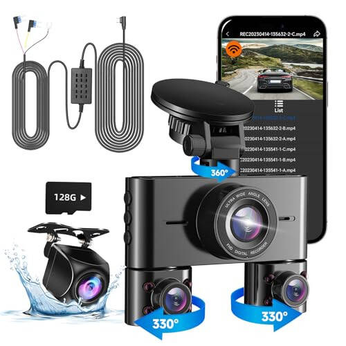 HUPEJOS V7 64G Dash Cam with 11.5ft Type-C Hardwire Kit - 1