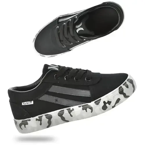Hurley Boardy Kids Lace Up Canvas Sneakers – Low Cut Skateboarding Shoes for Kids, Sports Shoes for Boys and Girls 
