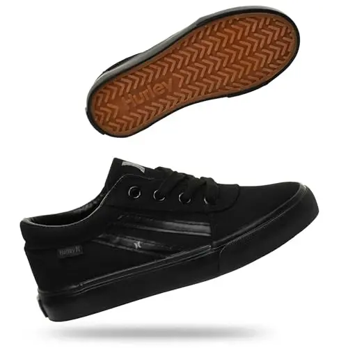 Hurley Boardy Kids Lace Up Canvas Sneakers – Low Cut Skateboarding Shoes for Kids, Sports Shoes for Boys and Girls - 1