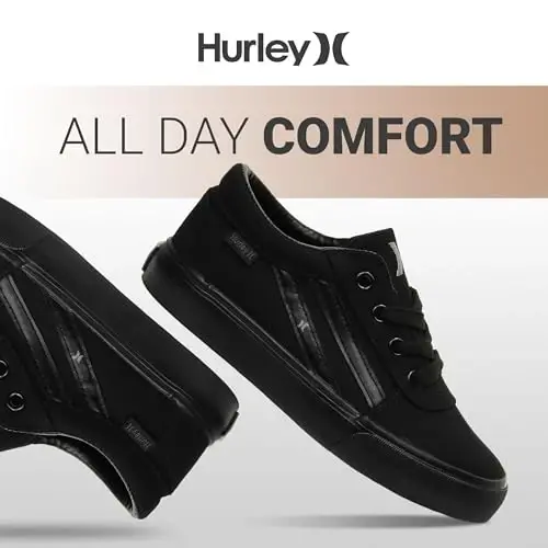 Hurley Boardy Kids Lace Up Canvas Sneakers – Low Cut Skateboarding Shoes for Kids, Sports Shoes for Boys and Girls - 6