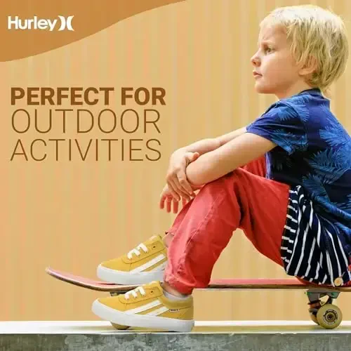 Hurley Boardy Kids Lace Up Canvas Sneakers – Low Cut Skateboarding Shoes for Kids, Sports Shoes for Boys and Girls - 6