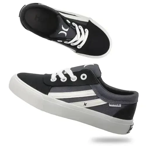 Hurley Boardy Kids Lace Up Canvas Sneakers – Low Cut Skateboarding Shoes for Kids, Sports Shoes for Boys and Girls - MODAZONE