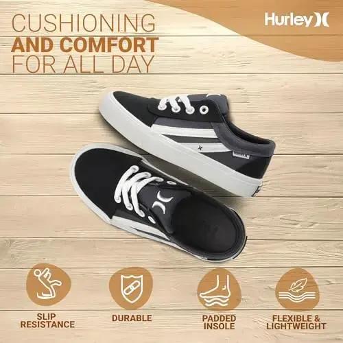 Hurley Boardy Kids Lace Up Canvas Sneakers – Low Cut Skateboarding Shoes for Kids, Sports Shoes for Boys and Girls - 5