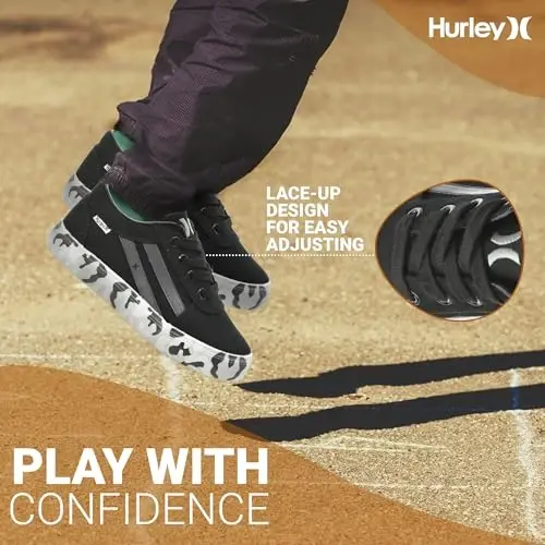 Hurley Boardy Kids Lace Up Canvas Sneakers – Low Cut Skateboarding Shoes for Kids, Sports Shoes for Boys and Girls - 2