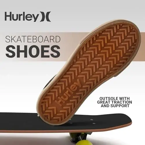 Hurley Boardy Kids Lace Up Canvas Sneakers – Low Cut Skateboarding Shoes for Kids, Sports Shoes for Boys and Girls - 4