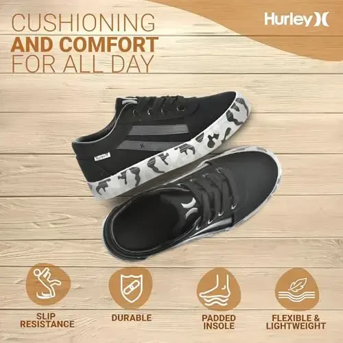 Hurley Boardy Kids Lace Up Canvas Krossovkalar – Bolalar uchun past kesimli Skeytbord poyabzallari, O'g'il bolalar va qizlar uchun sport poyabzallari - 5