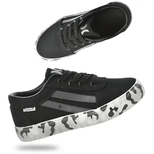 Hurley Boardy Kids Lace Up Canvas Krossovkalar – Bolalar uchun past kesimli Skeytbord poyabzallari, O'g'il bolalar va qizlar uchun sport poyabzallari 