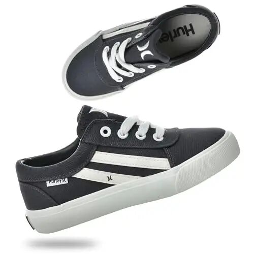 Hurley Boardy Kids Lace Up Canvas Krossovkalari – Bolalar uchun past kesilgan Skateboard poyabzallari, o'g'il va qizlar uchun sport poyabzallari - 1