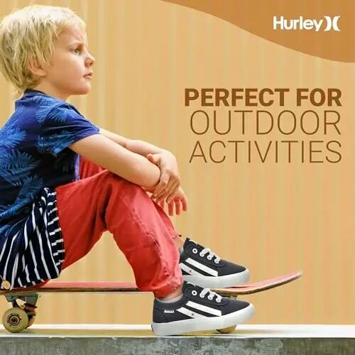 Hurley Boardy Kids Lace Up Canvas Krossovkalari – Bolalar uchun past kesilgan Skateboard poyabzallari, o'g'il va qizlar uchun sport poyabzallari - 6