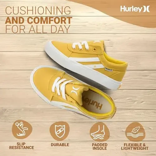 Hurley Boardy Kids Lace Up Canvas Krossovkalari – Bolalar uchun past kesilgan skeytbord poyabzallari, o'g'il va qizlar uchun sport poyabzallari - 5