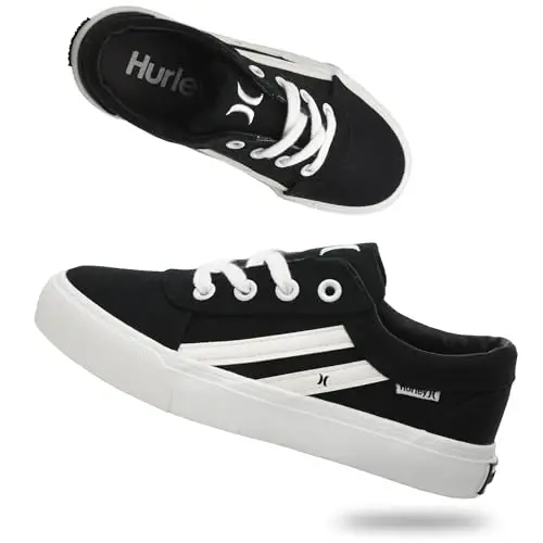 Hurley Boardy Kids Lace Up Canvas Sneakers - Bolalar uchun past kesilgan skeytbord poyabzallari, o'g'il va qizlar uchun sport poyabzallari - 1