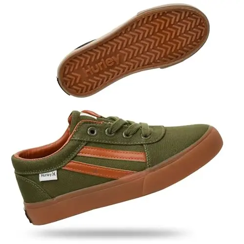 Hurley Boardy Kids Lace Up Canvas Sneakers – Bolalar uchun past kesilgan skeytbord poyabzallari, o'g'il va qizlar uchun sport poyabzallari - 1
