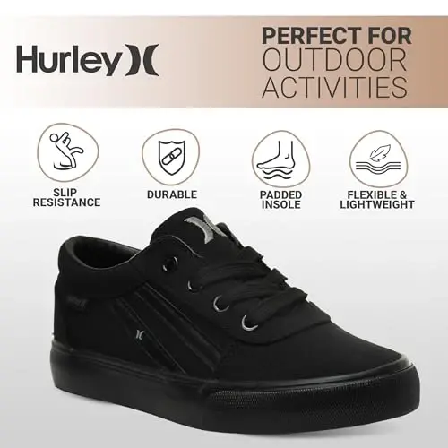 Hurley Boardy Kids Lace Up Canvas Sneakers – Bolalar uchun past kesimli Skeytbord poyabzallari, o'g'il va qizlar uchun sport poyabzallari - 5