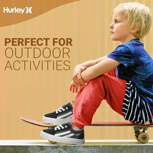 Hurley Boardy Kids Lace Up Canvas Sneakers – Bolalar uchun past kesimli skeytbord poyafzallari, o'g'il va qizlar uchun sport poyafzallari - 8
