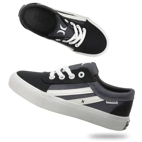 Hurley Boardy Kids Lace Up Canvas Sneakers – Bolalar uchun past kesimli skeytbord poyafzallari, o'g'il va qizlar uchun sport poyafzallari - 1