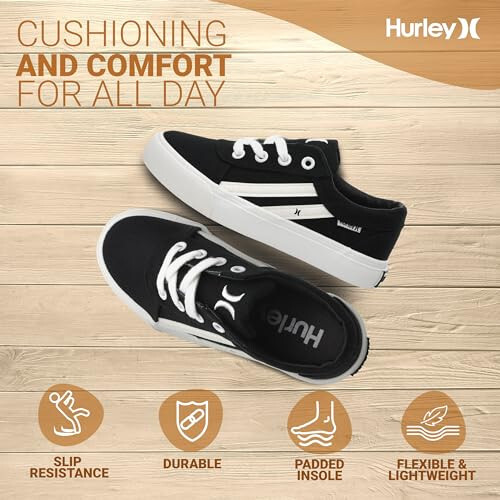 Hurley Boardy Kids Lace Up Canvas Sneakers – Low Cut Skateboarding Shoes for Kids, Sports Shoes for Boys and Girls - 5