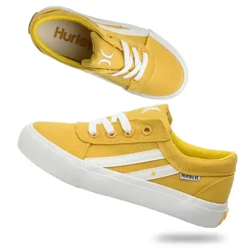 Hurley Boardy Kids Lace Up Canvas Sneakers – Low Cut Skateboarding Shoes for Kids, Sports Shoes for Boys and Girls - 1