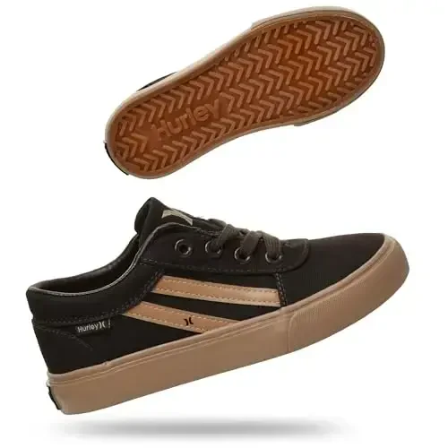 Hurley Boardy Kids Lace Up Canvas Sneakers – Low Cut Skateboarding Shoes for Kids, Sports Shoes for Boys and Girls - 1