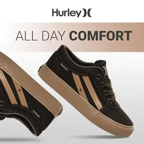 Hurley Boardy Kids Lace Up Canvas Sneakers – Low Cut Skateboarding Shoes for Kids, Sports Shoes for Boys and Girls - 6