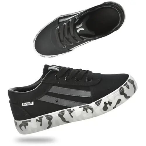 Hurley Boardy Kids Lace Up Canvas Sneakers – Low Cut Skateboarding Shoes for Kids, Sports Shoes for Boys and Girls - Hurley